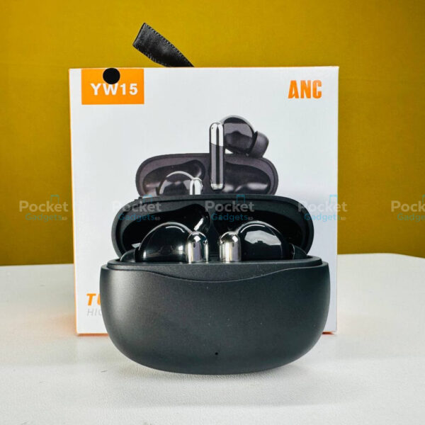 YW15, YW15 Earbuds, Active Noise Cancelling Earbuds, ANC Earbuds, Bluetooth Earbuds, True Wireless Earbuds, Black Earbuds, Wireless Earbuds, Rechargeable Earbuds, Portable Earbuds
