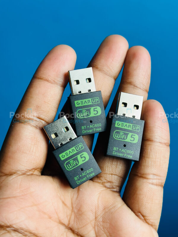 GearUP 600Mbps Dual Band WiFi + Bluetooth Adapter For Windows PC/Laptop- (Driver Free Version, WiFi Hotspot Supported, 2.4GHz + 5GHz)