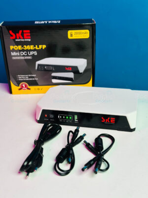 SKE POE-36E-LFP 20,000mAh Mini DC UPS – 36W High Power Backup with LiFePO4 Battery (5V/9V/12V 3A)