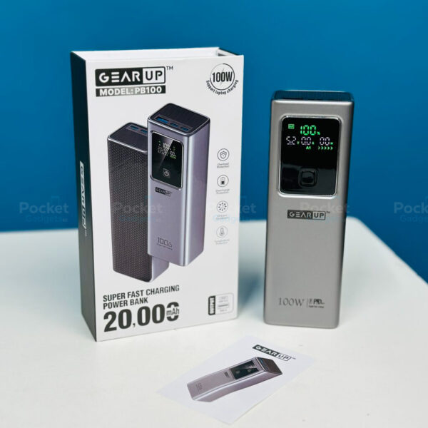 GearUP PB100, 100W Super Fast Power Bank, GearUP 20000mAh Power Bank Price in BD, Laptop Charging Power Bank Bangladesh, 100W PD Fast Charger BD, GearUP PB100 Review, Best High Power Power Bank BD, 20000mAh 100W Fast Charging, Pocket Gadget BD, Original GearUP Accessories BD