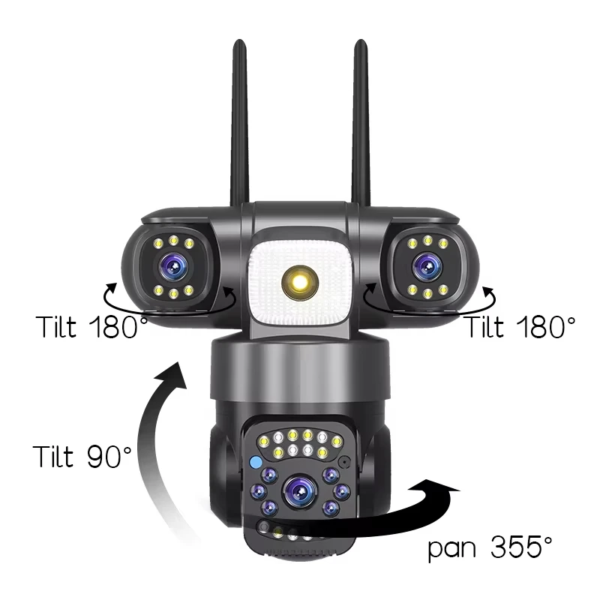 V380 PRO 3 Lens CCTV Outdoor Waterproof Night Vision PTZ Camera (4G+LAN)