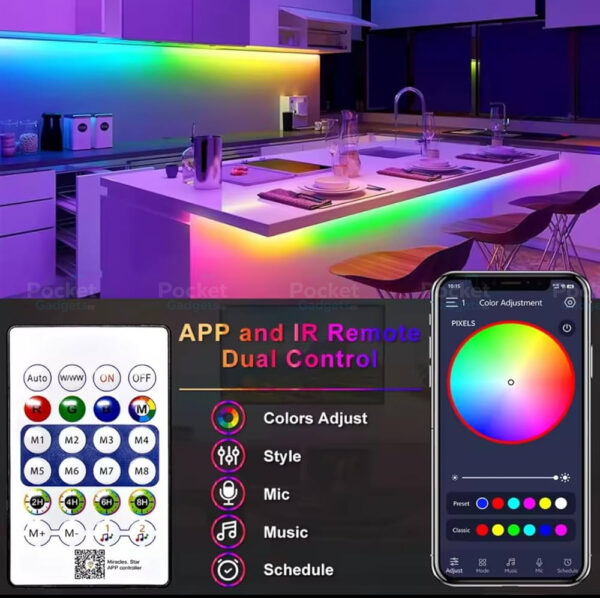 5m Longitud IC-RGB LED Neon Rope Strip Light