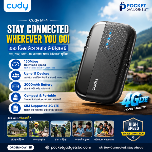Cudy MF4 4G LTE Sim Supported Mobile Wi-Fi Router